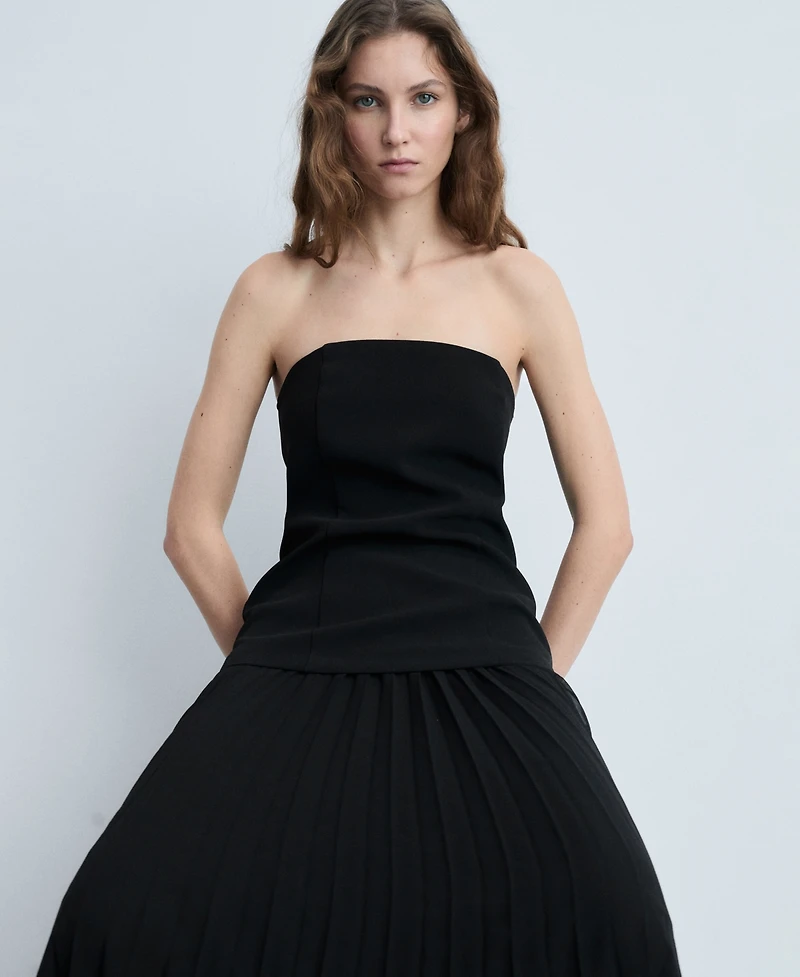 Mango Women's Combined Strapless Dress