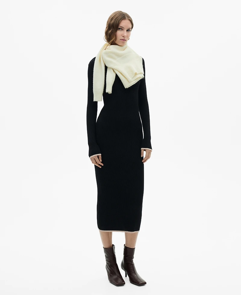Mango Women's Contrast Ribbed Knit Dress