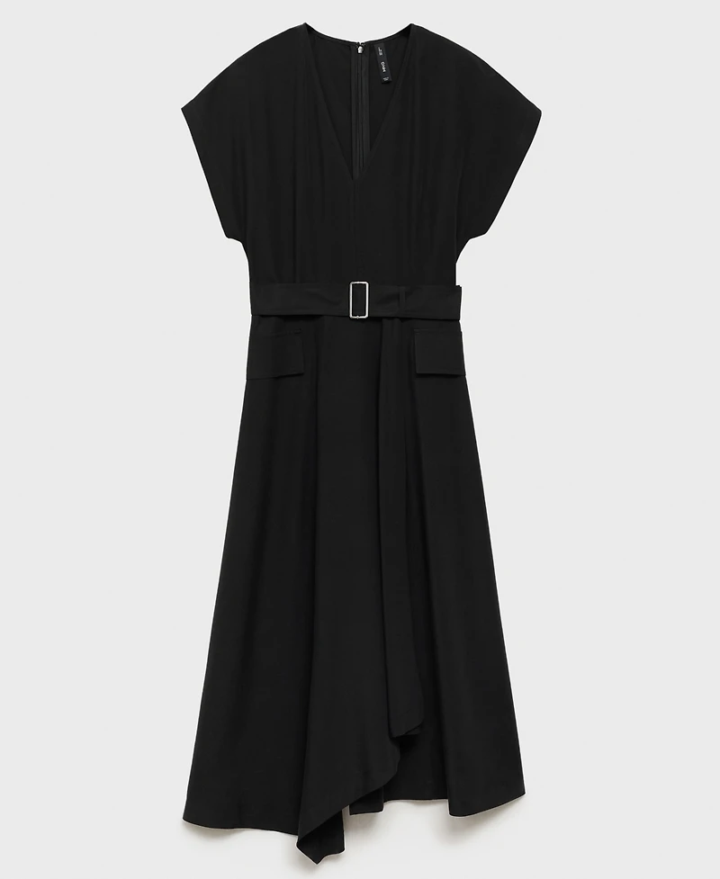 Mango Women's Asymmetrical Belted Dress