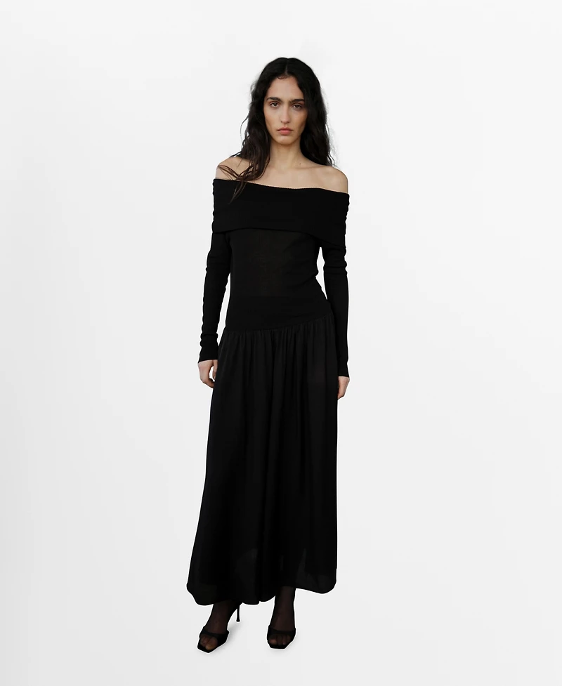 Mango Women's Off-The-Shoulder Knitted Dress