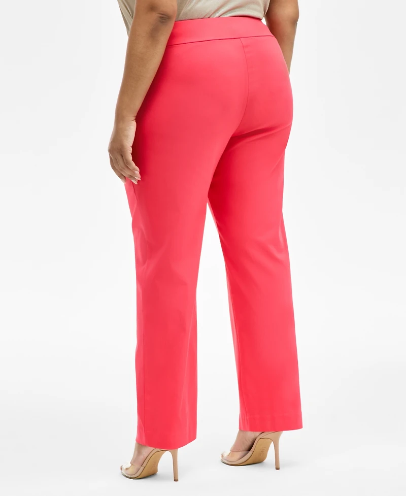 I.n.c. International Concepts Plus Size Mid-Rise Pull-On Straight-Leg Pants, Created for Macy's