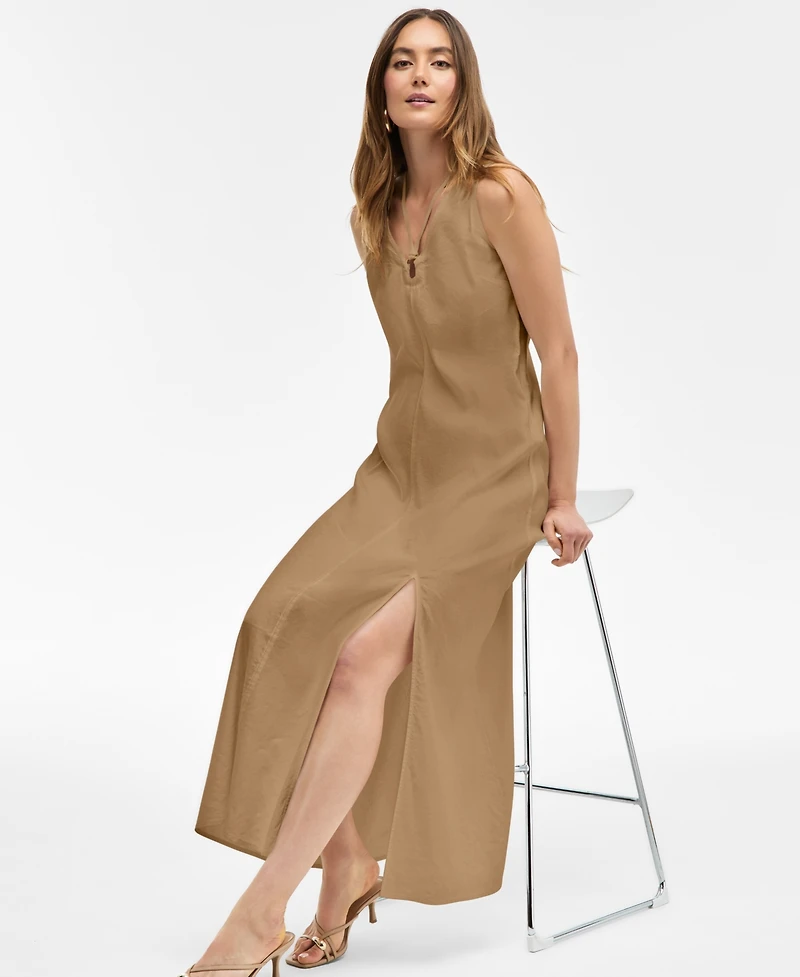 I.n.c. International Concepts Women's Linen-Blend O-Ring Maxi Dress, Exclusively at Macy's