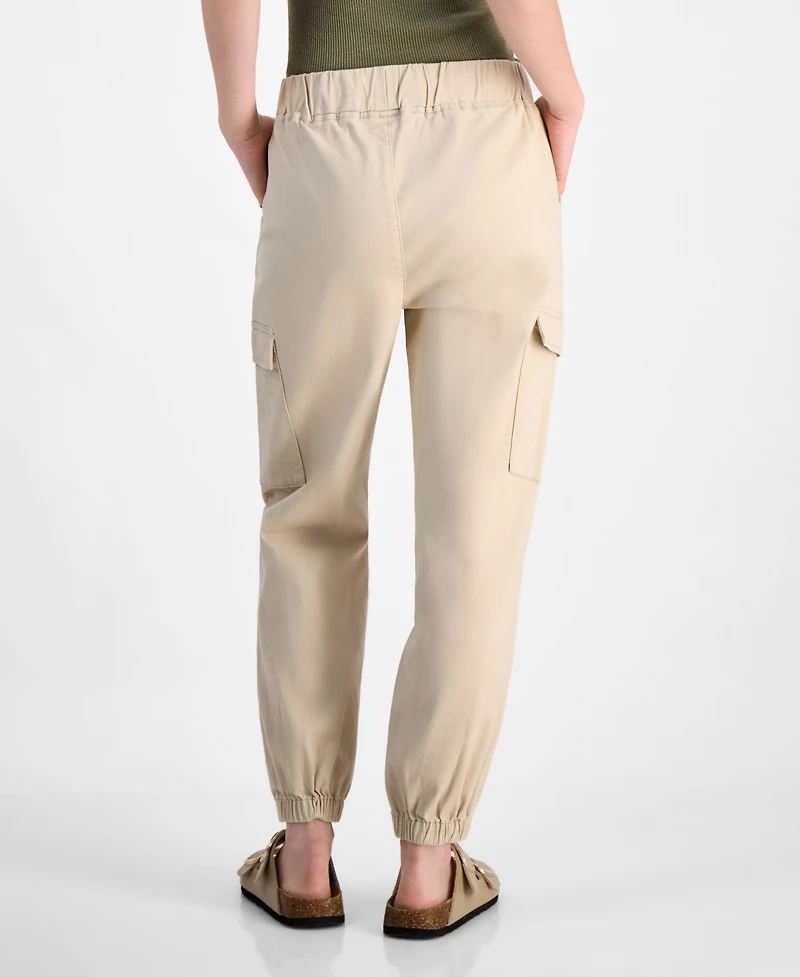 Tinseltown Juniors' High Waisted Pull On Utility Jogger Pants