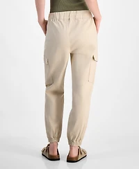 Tinseltown Juniors' High Waisted Pull On Utility Jogger Pants