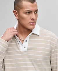 Mode of One Men's Horizontal-Stripe French Terry Polo, Exclusively at Macy's
