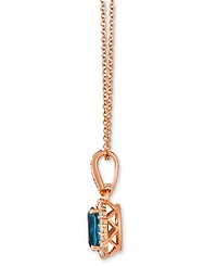 Le Vian London Blue Topaz (3/4 ct. t.w.) & Diamond (1/5 ct. t.w.) Oval 20" Pendant Necklace in 14k Rose Gold