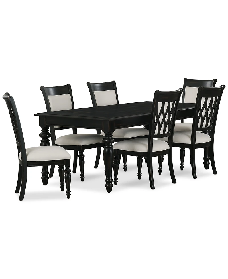 Daria 7-Pc. Dining Set (Rectangular Table & 6 Upholstered Back Side Chairs), Created for Macy's