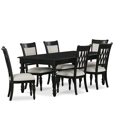 Daria 7-Pc. Dining Set (Rectangular Table & 6 Upholstered Back Side Chairs), Created for Macy's