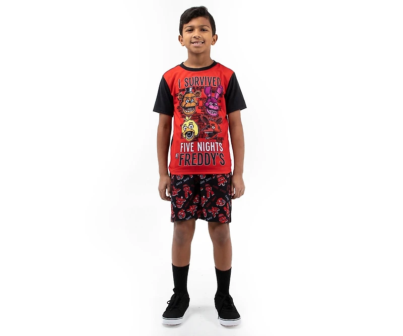 Five Nights At Freddy'S Boys Youth Sleepwear Set Tee Shirt, Sleep Shorts