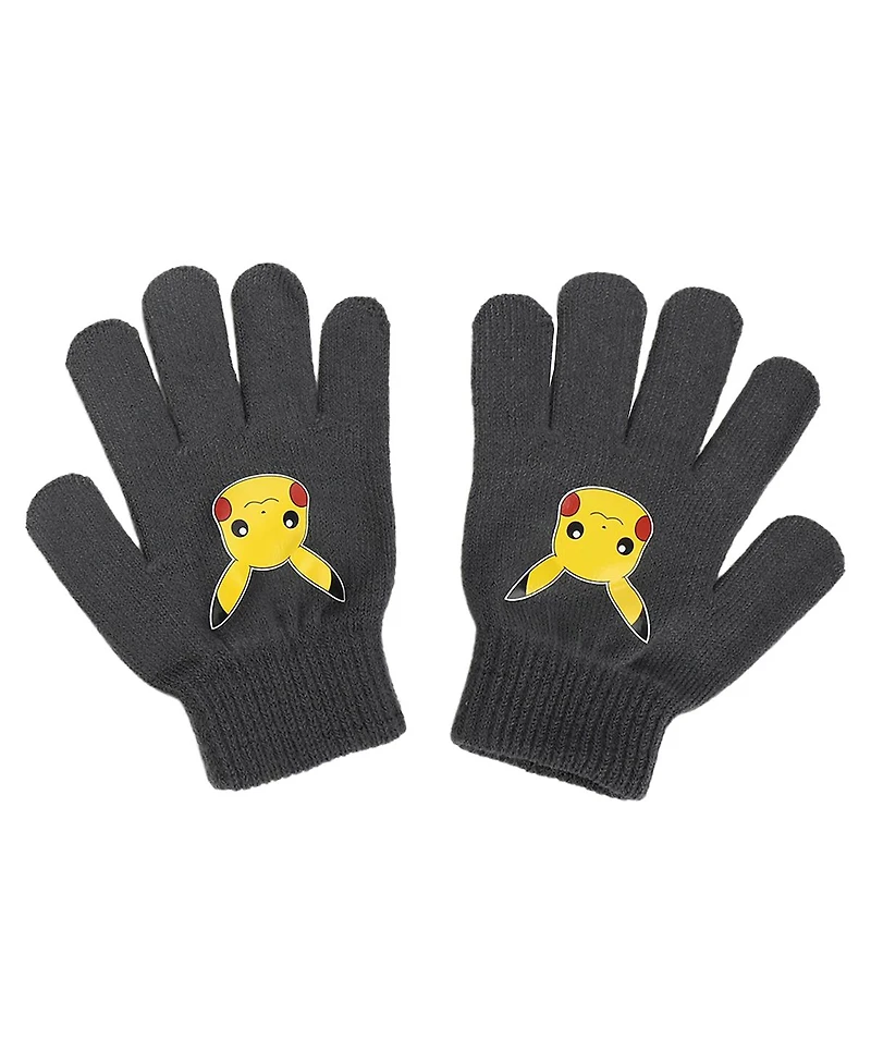 Pokemon Boys Character Collage Youth Cuffed Beanie and Gloves Set