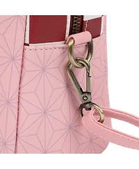 Demon Slayer Nezuko Metal Badge Women's Pink Crossbody Handbag