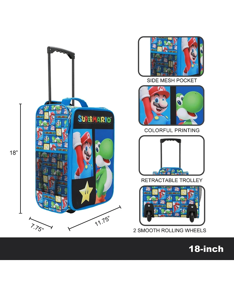 Super Mario Bros Mario & Yoshi Blue 18in Pilot Case