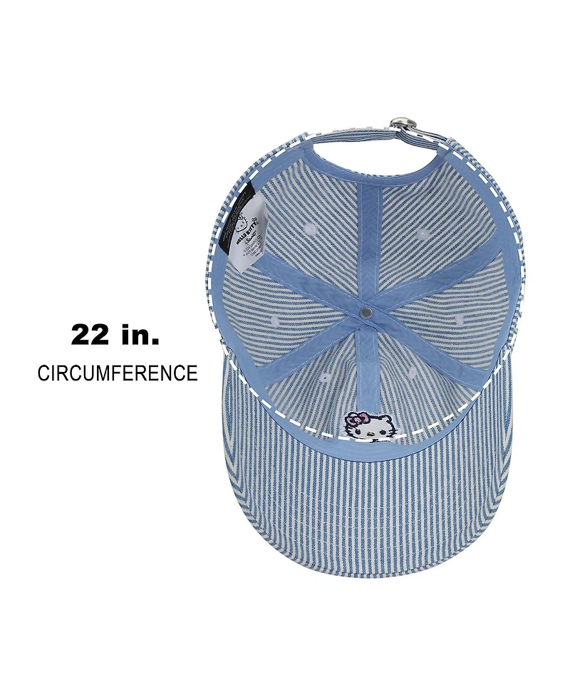 Hello Kitty Embroidered Character Women's Denim Unstructured Baseball Cap