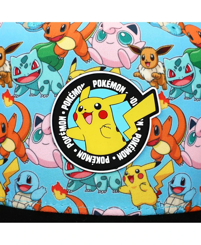 Pokemon Boys Characters Aop Youth Light Blue Snapback Cap