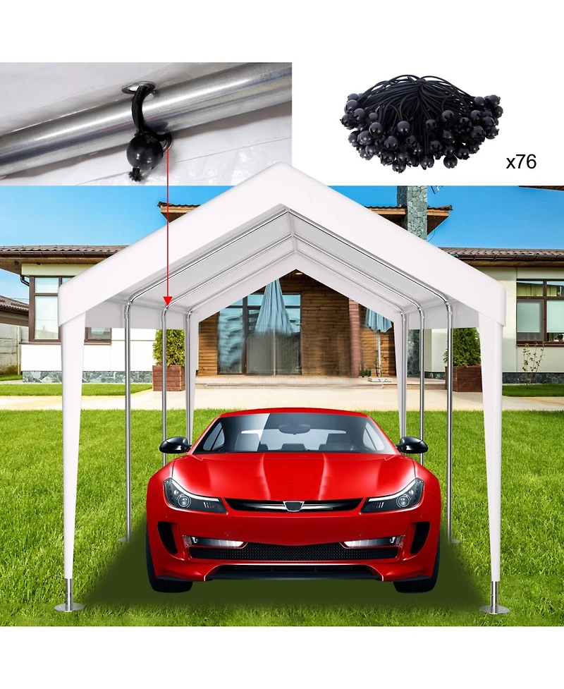 12x20ft Carport Canopy Cover, Waterproof & Uv Tarp with Elastic Buckles