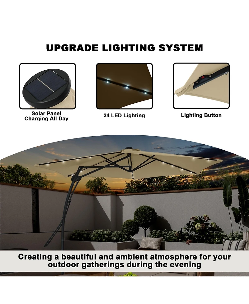 10ft Outdoor Patio Cantilever Umbrella with Waterproof and Uv Resistant