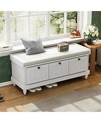 Streamdale Classic Storage Bench with Cushioned Seat and Three Drawers for Entryway and Living Room (Light Gray)