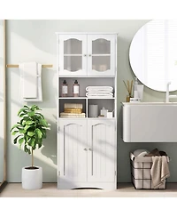 58.5" Tall Bathroom Storage Cabinet Freestanding Linen Cabinet with Shelves