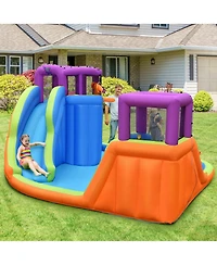 6-in-1 Inflatable Bounce House with Dual Water Slides Ultimate Outdoor Playset for Kids
