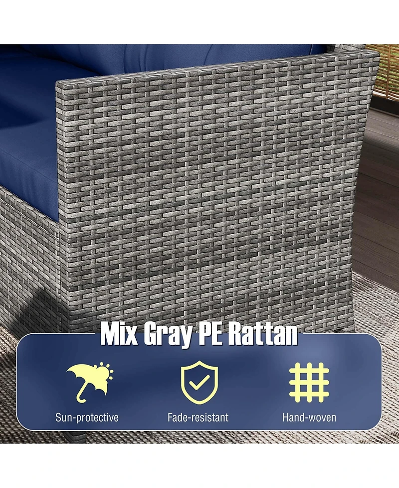 Gymax Set of 7 Dining Furniture Set Pe Rattan Sectional Sofa Set Patio