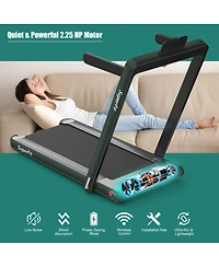 Gymax 2 1 Folding Treadmill 2.25HP Running Machine w/ Dual Display