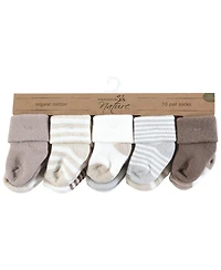 Touched by Nature Baby Boys Unisex Organic Cotton Socks, Neutral Stripes