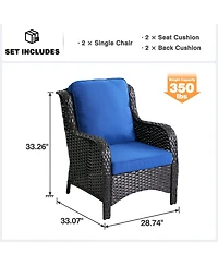Xizzi 2-Piece Outdoor Patio Furniture Set with High Back Chairs, All Weather Wicker Conversation for Garden and Backyard