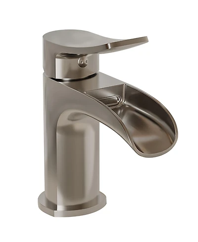 Waterfall Single Hole Single-Handle Low-Arc Bathroom Faucet With Supply Line Matte Black