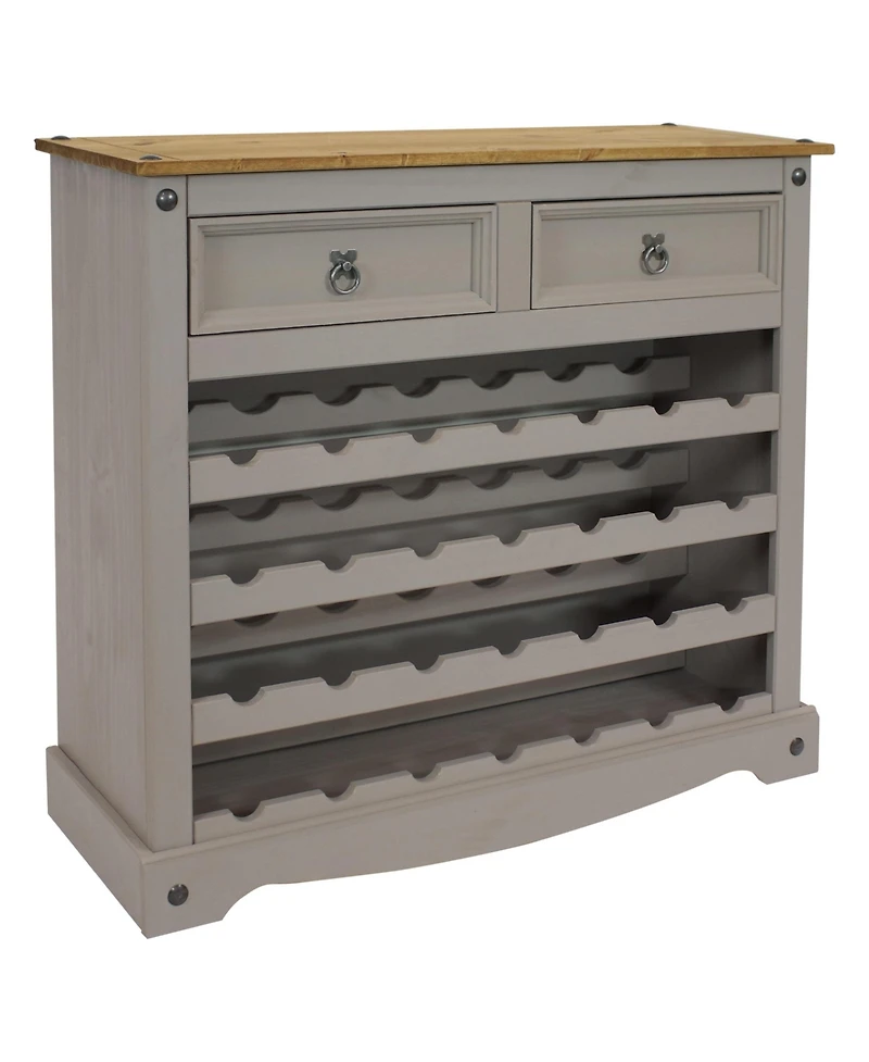 28-Bottle Freestanding Wine Rack - Solid Pine - Gray - 34.5"