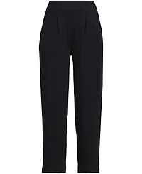 Lands' End Women's Sport Knit High Rise Pleated Straight Leg Crop Pants