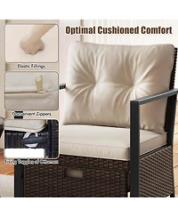 Gymax Set of 5 Furniture Rattan Chairs & Ottomans w/ Glass Topped Coffee Table Patio