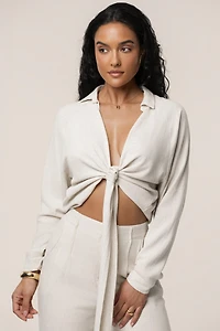 Jluxlabel Women's Soho Front Tied Woven Top