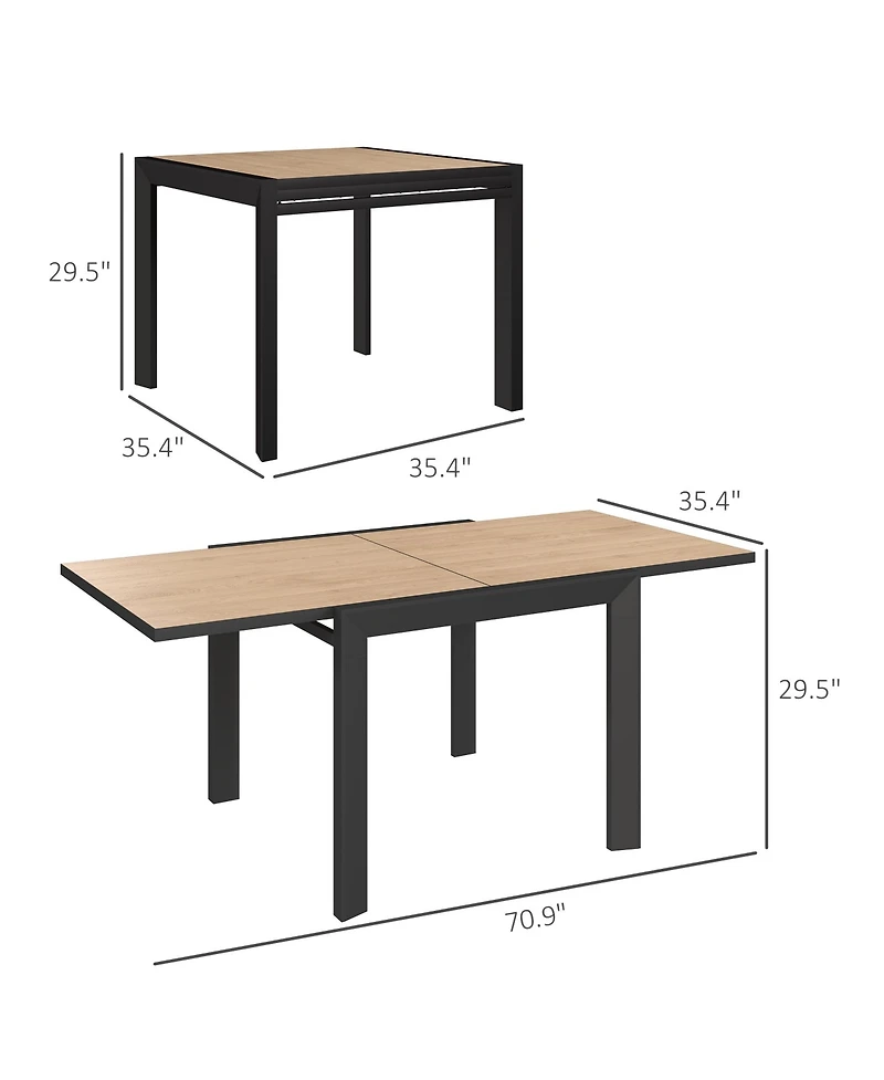 Outsunny 35.5"-71" Expandable Aluminum Outdoor Dining Table for 4-6 People