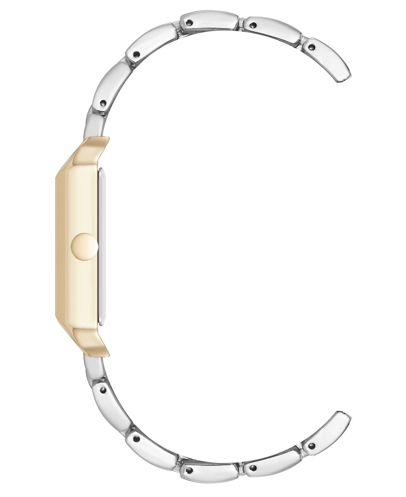 Nine West Women's Quartz Rectangular Two-Tone Metal Alloy Bracelet Watch, 24mm