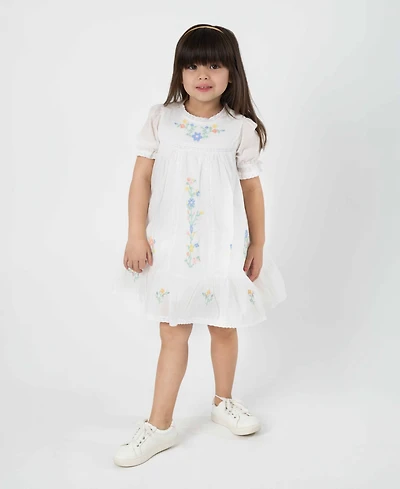 Rare Editions Little and Toddler Girls Cross Stitch Embroidered Dress