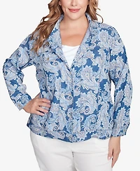 Ruby Rd. Plus Baroque Paisley Soft Button Collared Jacket