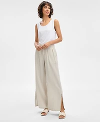 Jm Collection Petite Gauze Split-Hem Wide-Leg Pants, Exclusively at Macy's