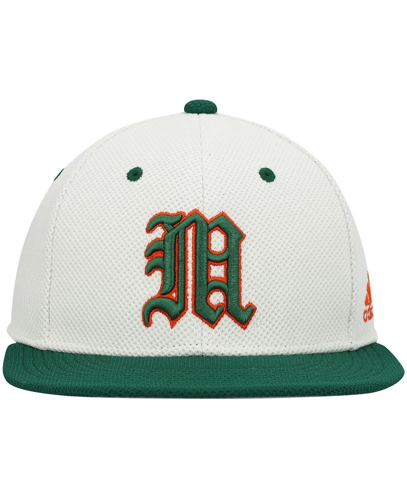 Men's adidas Cream, Green Miami Hurricanes On-Field Baseball Fitted Hat