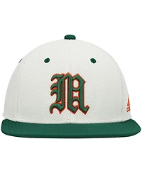Men's adidas Cream, Green Miami Hurricanes On-Field Baseball Fitted Hat
