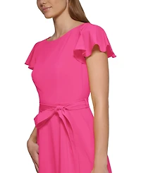 Calvin Klein Women's Flutter-Sleeve Tie-Waist Dress