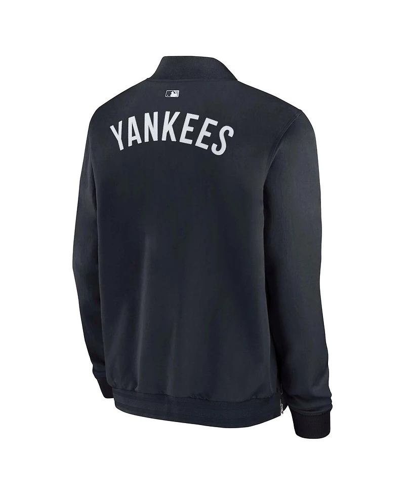 Nike Men's Navy New York Yankees Authentic Collection Dugout Full-Zip Bomber Jacket