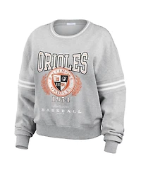Wear by Erin Andrews Women's Heather Gray Baltimore Orioles Domestic Crest Pullover Sweatshirt