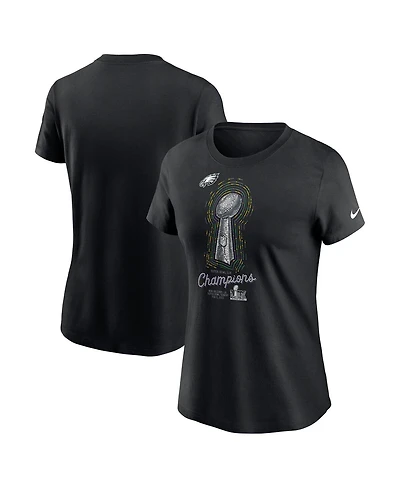 Nike Women's Black Philadelphia Eagles Super Bowl Lix Champions Lombardi Trophy Top
