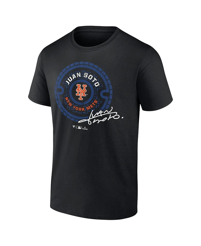 Fanatics Men's Juan Soto Black New York Mets Seal Logo T-Shirt