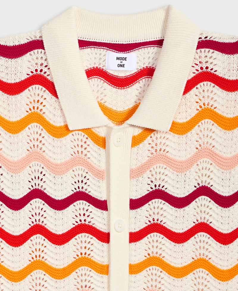 Mode of One Men's Short-Sleeve Gradient Zig-Zag Sweater Top, Exclusively at Macy's