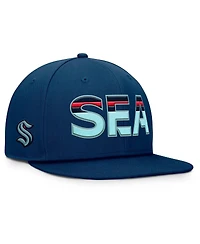 Fanatics Men's Deep Sea Blue Seattle Kraken Authentic Pro Rink Snapback Hat