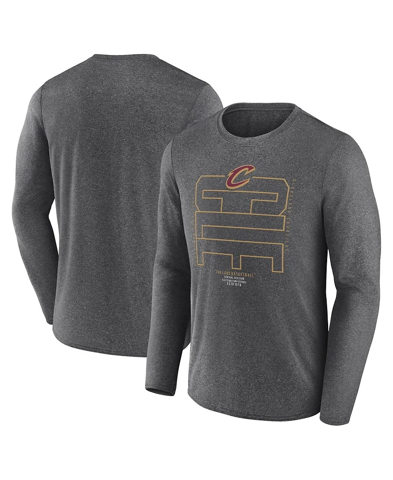 Fanatics Men's Heather Charcoal Cleveland Cavaliers Game Point Long Sleeve T-Shirt