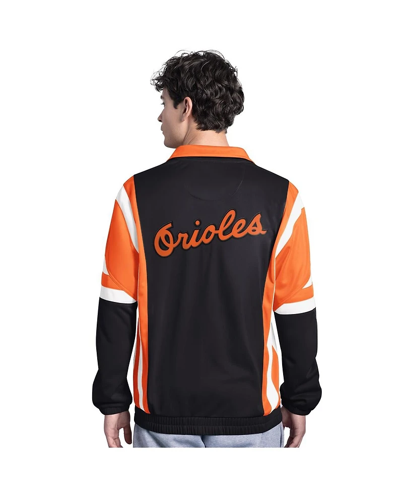 Starter Men's Black/Orange Baltimore Orioles Contender Tricot Full-Zip Track Jacket