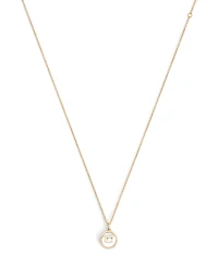 Coach Signature Mother of Pearl Coin Pendant Necklace