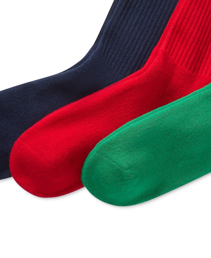 Polo Ralph Lauren 3 Pack Ribbed Cushion Foot Crew Men's Socks